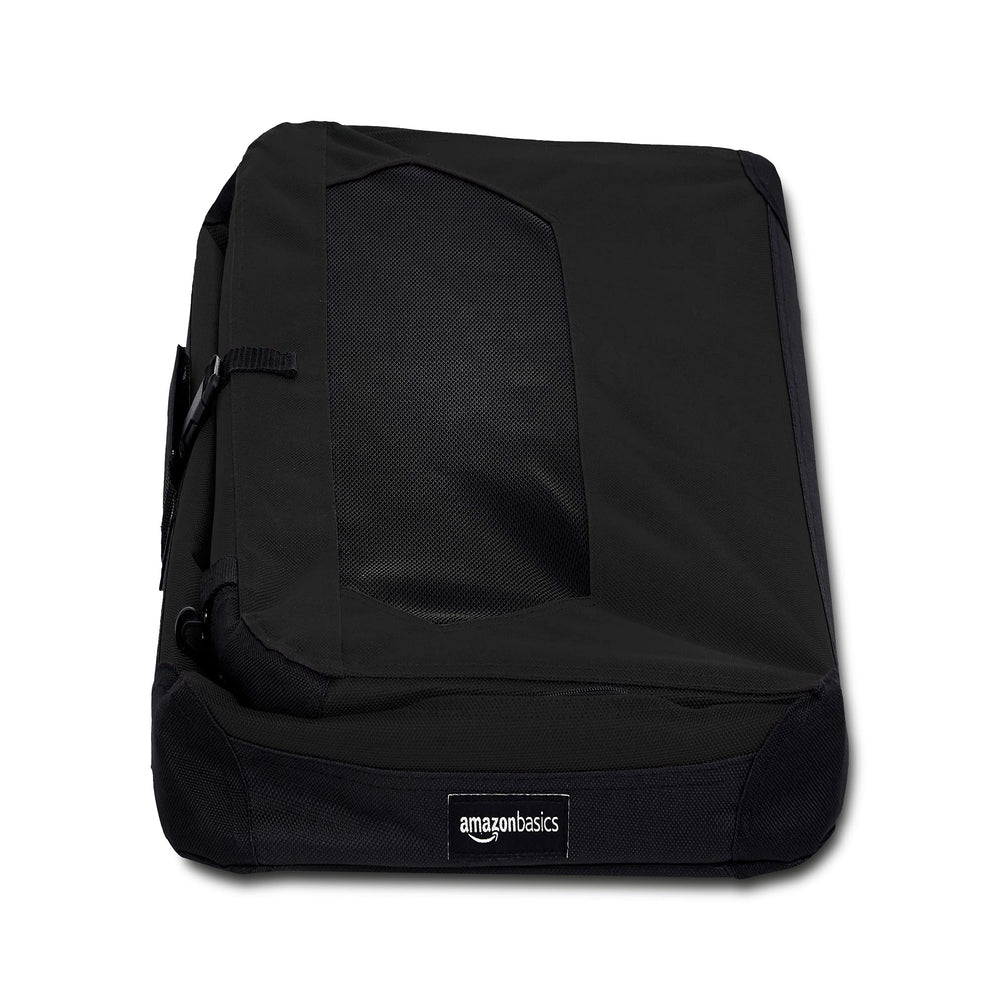 Amazon Basics fleece-padded crate offers cozy comfort and easy cleaning.