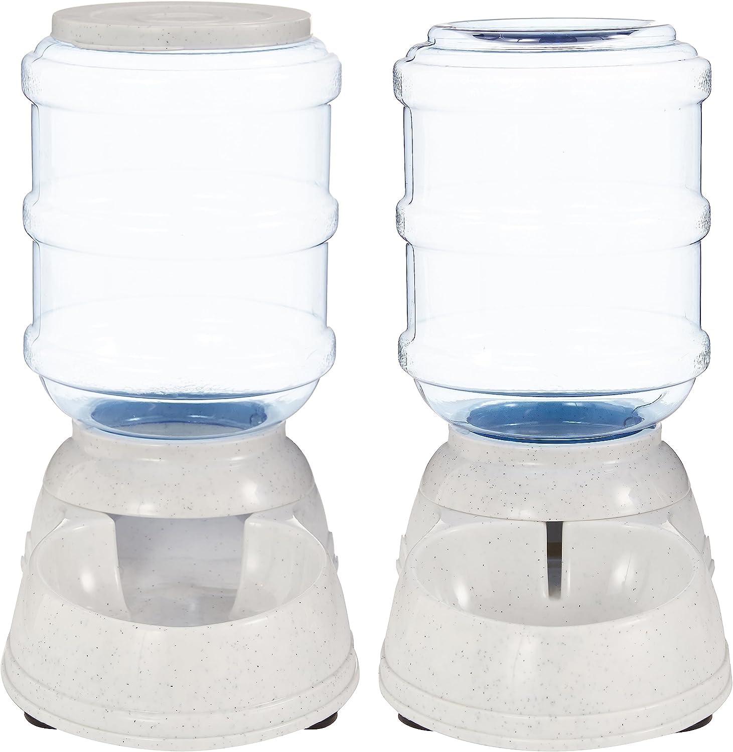 Amazon Basics transparent water hopper showing level visibility.