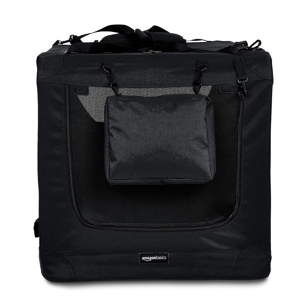 Amazon Basics crate with ventilated mesh panels ensuring airflow during travel
