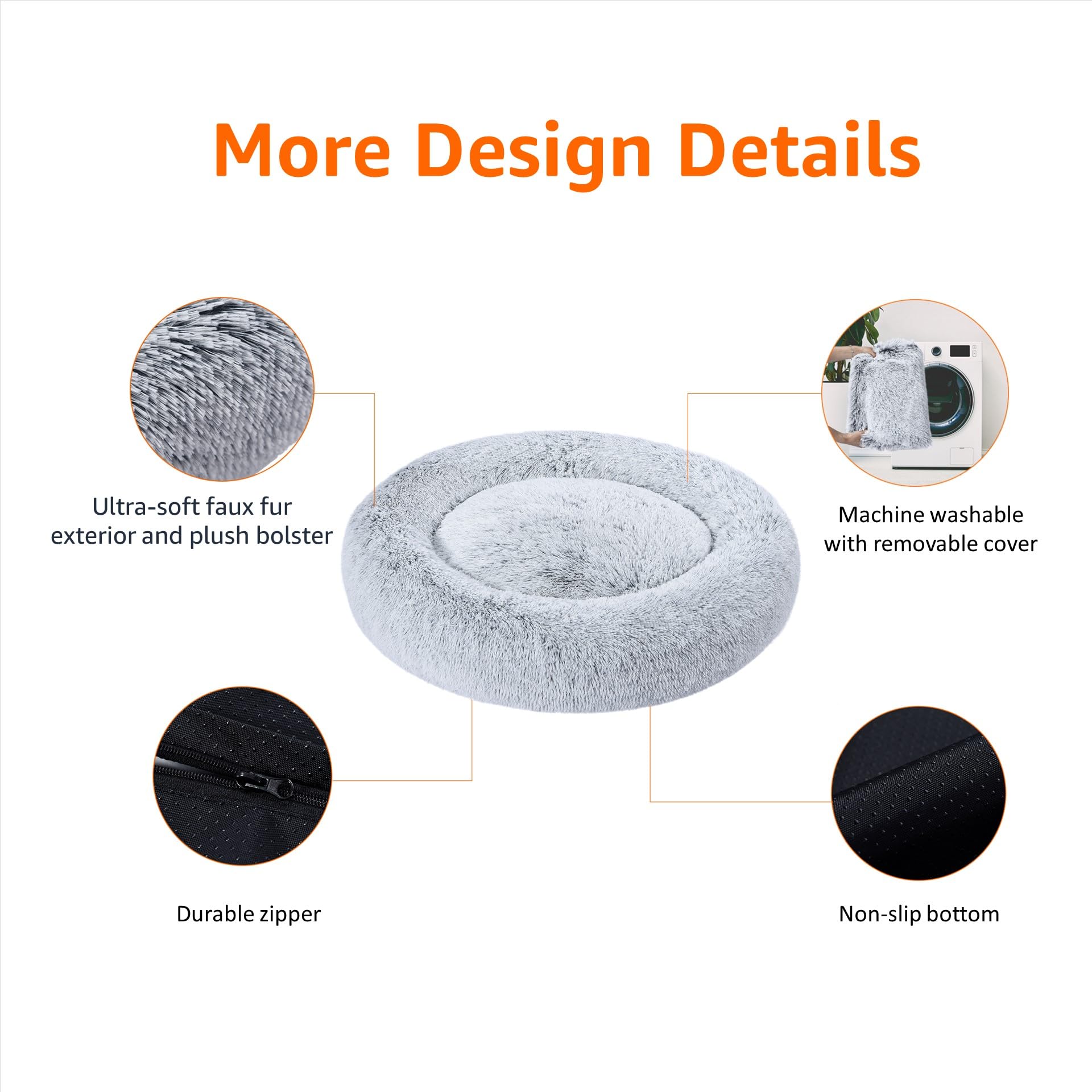 Amazon Basics donut bed faux fur close-up highlighting plush warmth