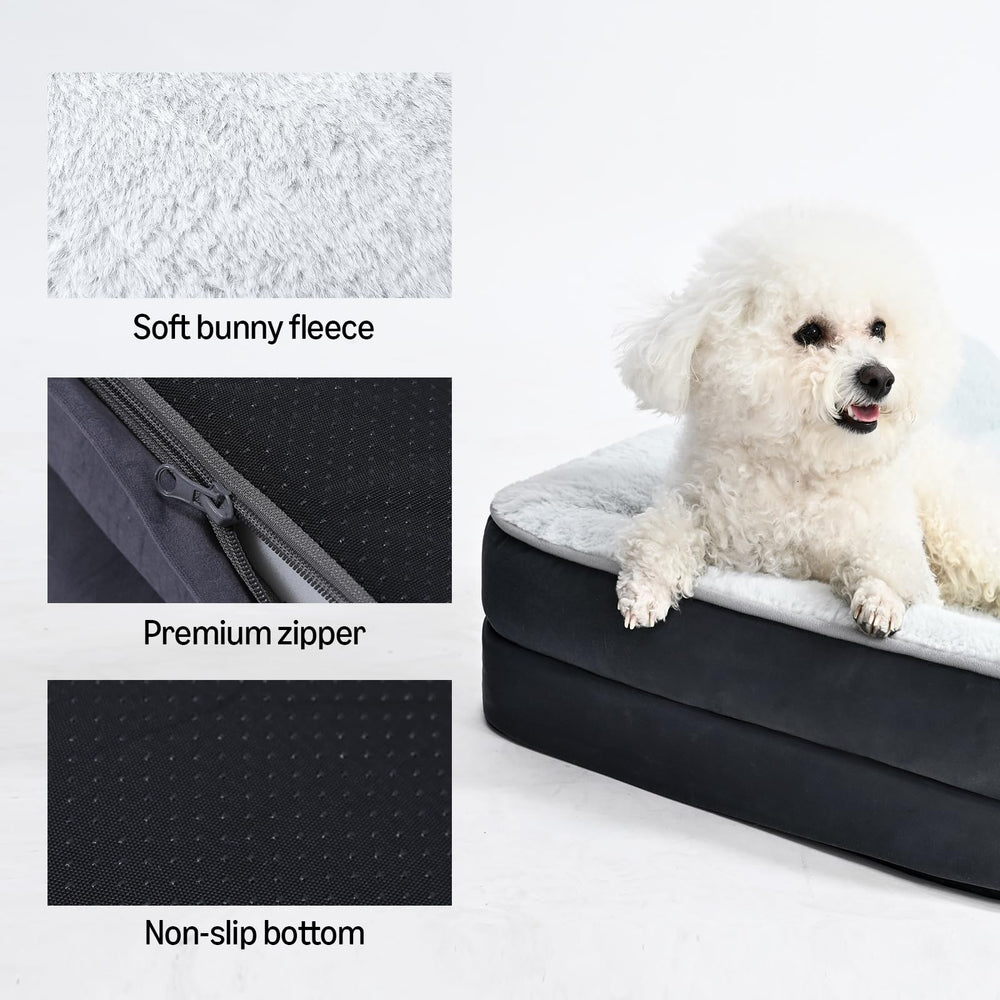 Close-up of egg-crate foam inside Amazon Basics dog bed for comfort