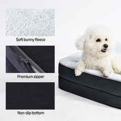 Close-up of egg-crate foam inside Amazon Basics dog bed for comfort