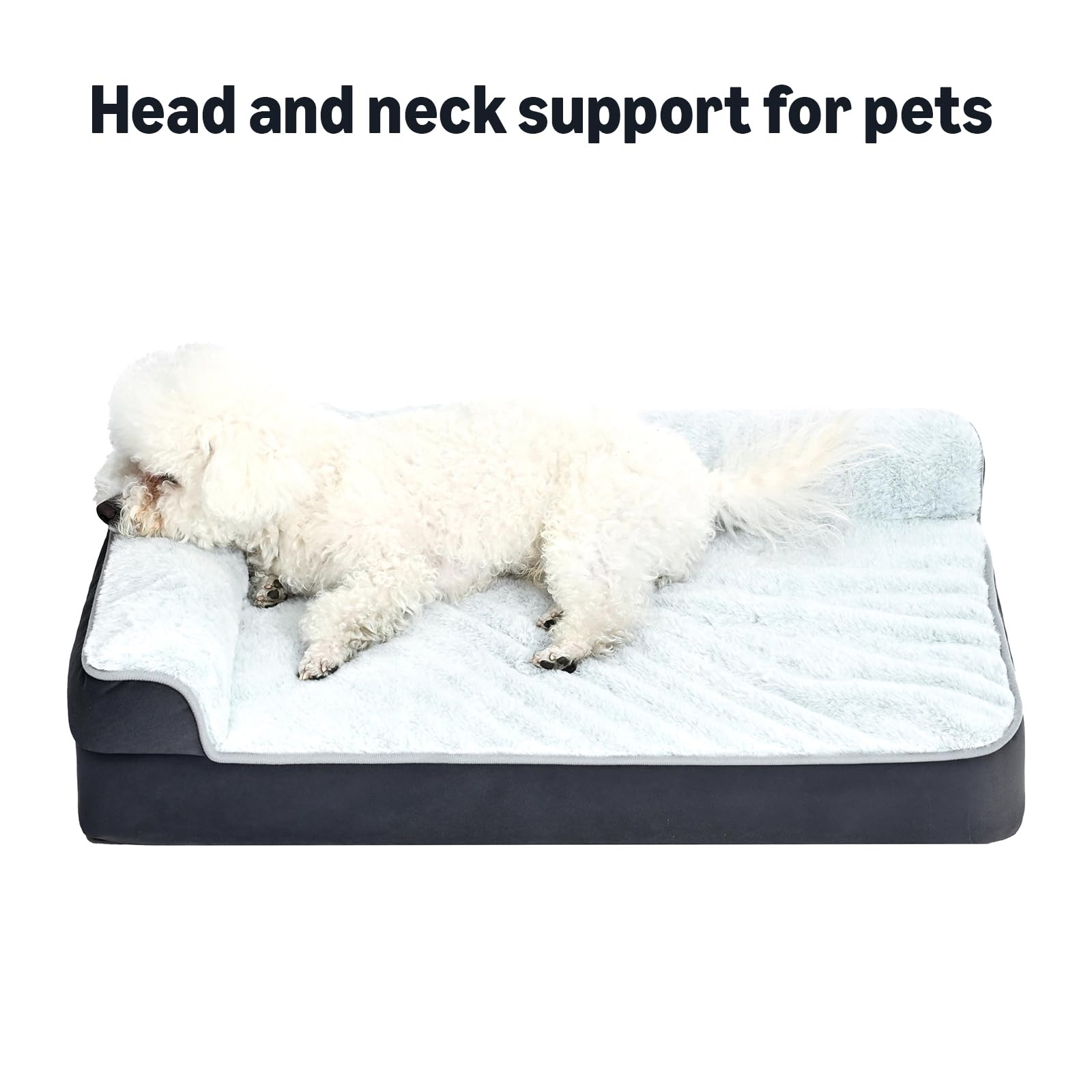 Non-slip waterproof base of Amazon Basics dog bed on a wooden floor