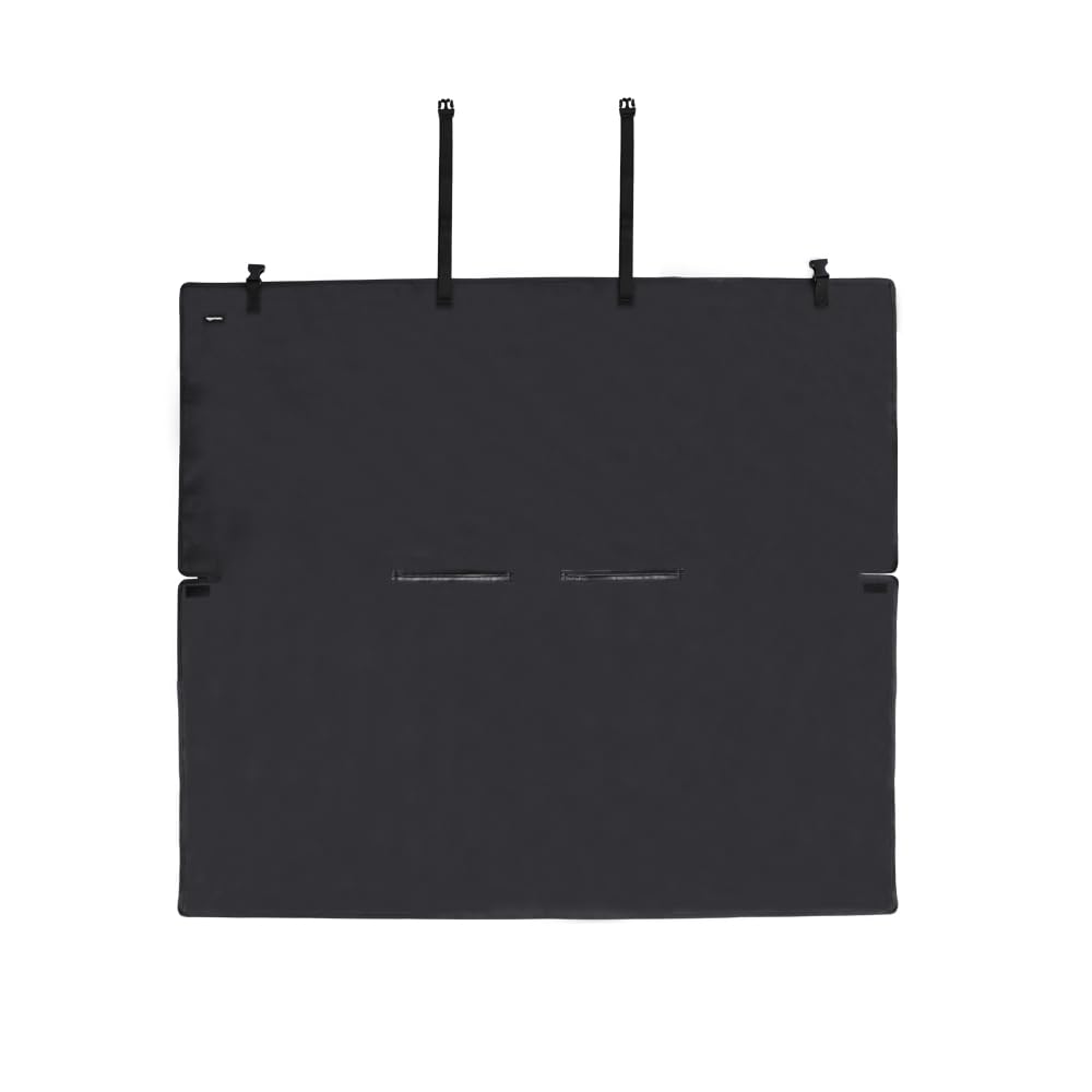 Amazon Basics waterproof car back bench seat cover side view shows securing straps.