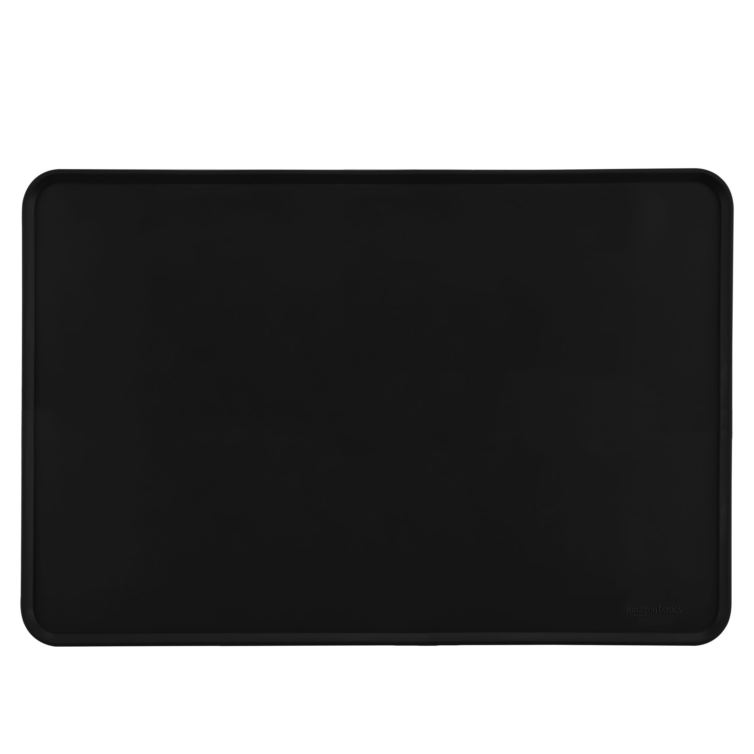 Amazon Basics waterproof feeding mat top view protects floors from spills.