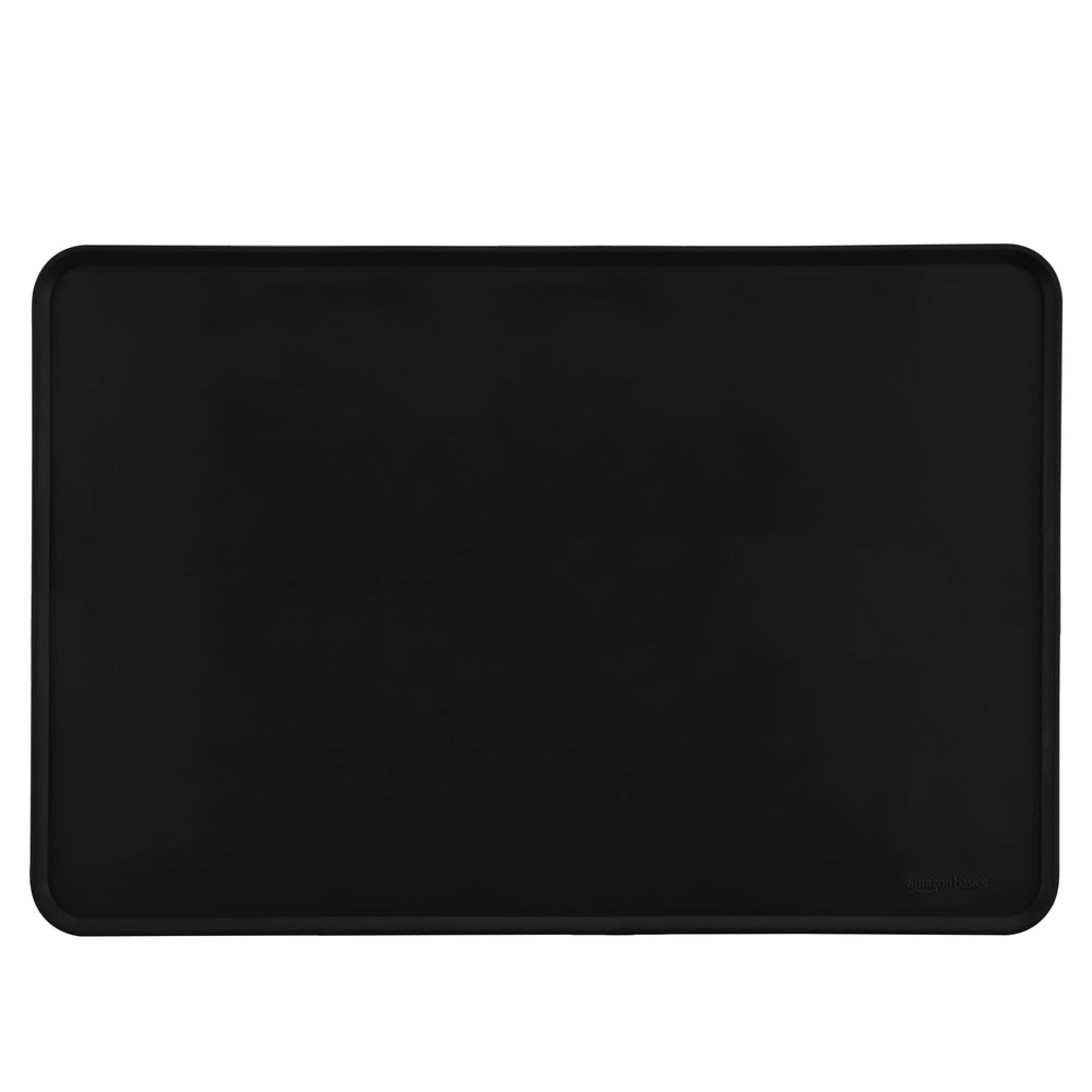 Amazon Basics waterproof feeding mat top view protects floors from spills.