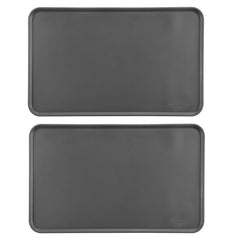 Amazon Basics waterproof non-slip pet feeding mat in gray protects floors during meals.