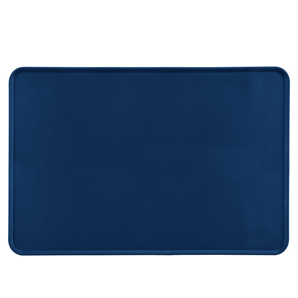 Amazon Basics waterproof non-slip pet mat with blue color protecting floors from spills