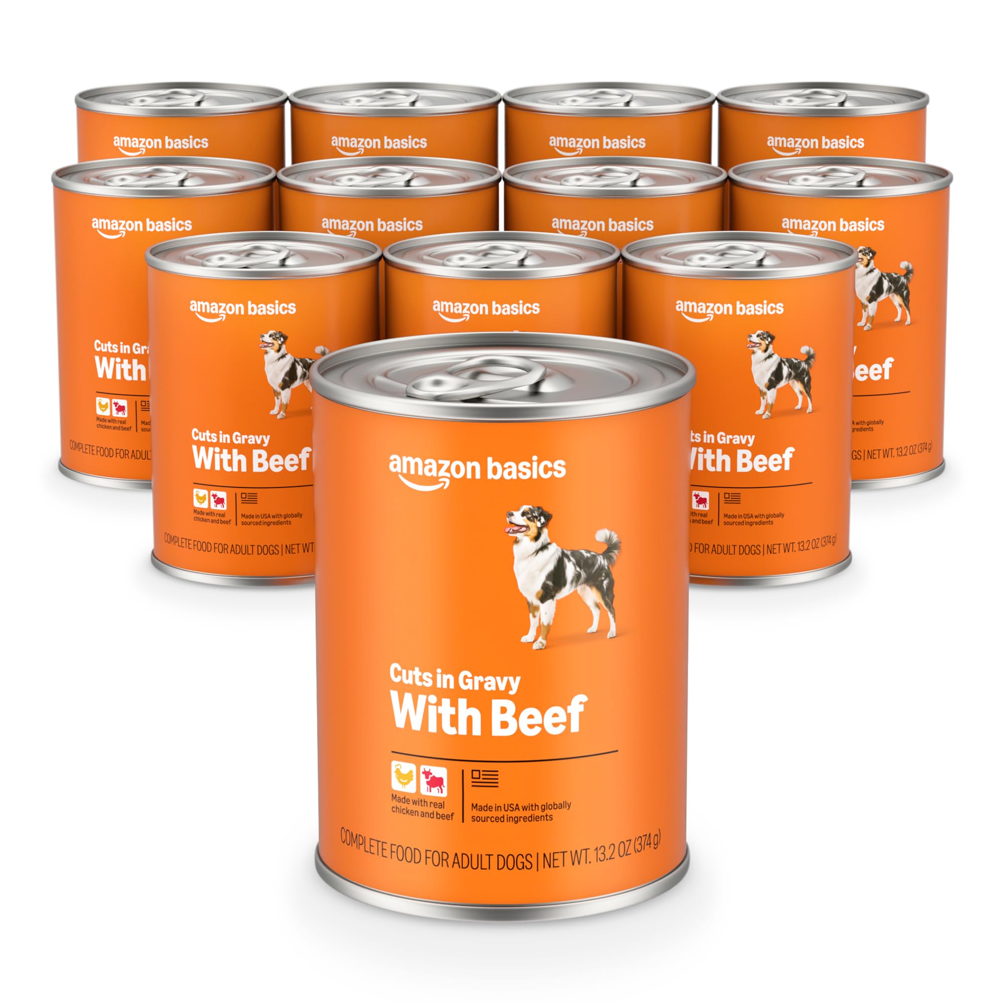 Amazon Basics wet dog food beef chunks in gravy for adult dogs