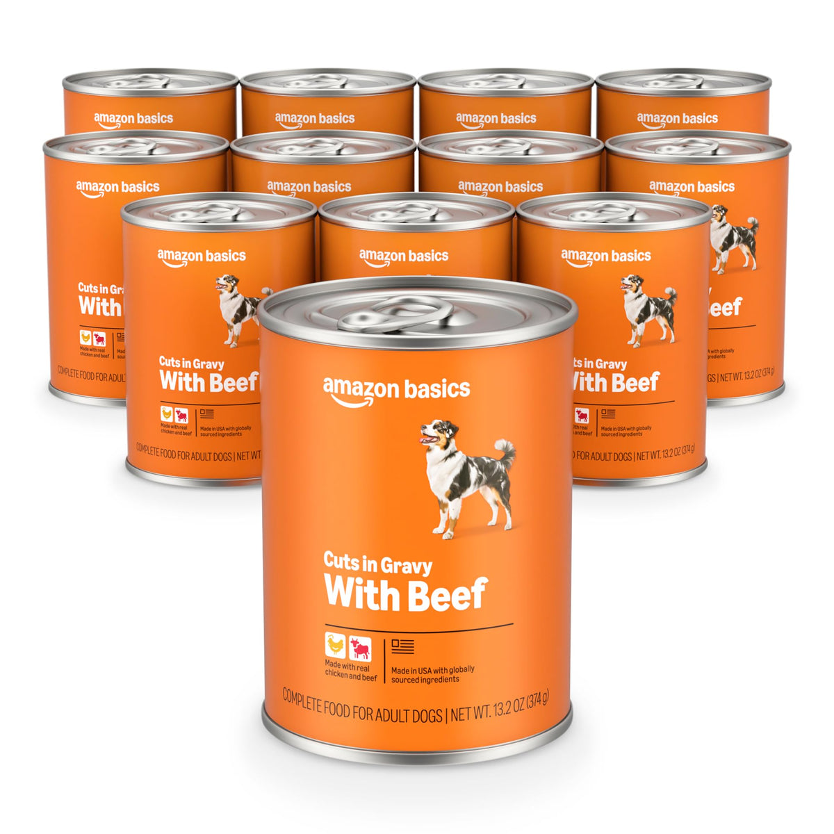 Amazon Basics wet dog food beef chunks in gravy for adult dogs