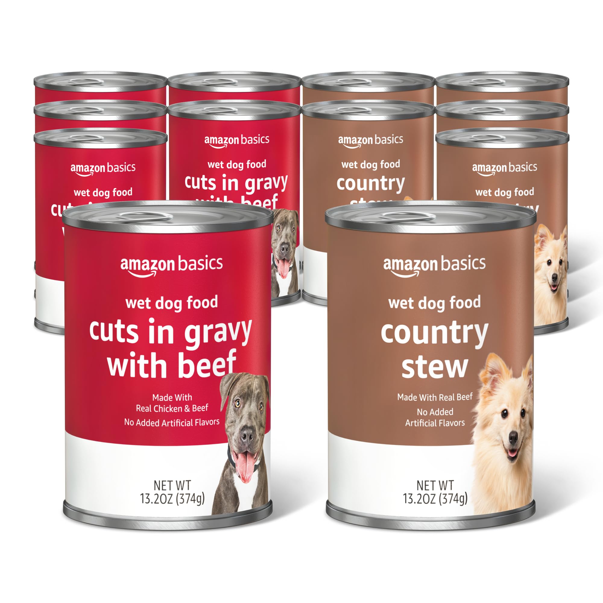 Amazon Basics wet dog food Country Stew can pack, ideal for easy dog meals