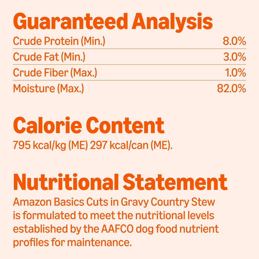 Ingredients panel of Amazon Basics country stew highlights real chicken and beef