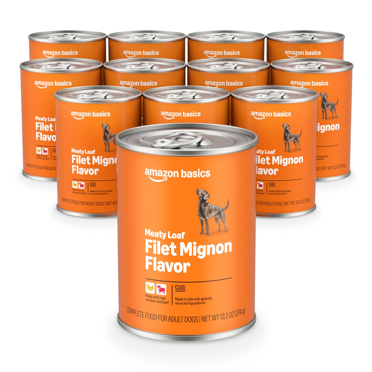 Amazon Basics Meaty Loaf Filet Mignon can provides protein-rich meals for adult dogs.