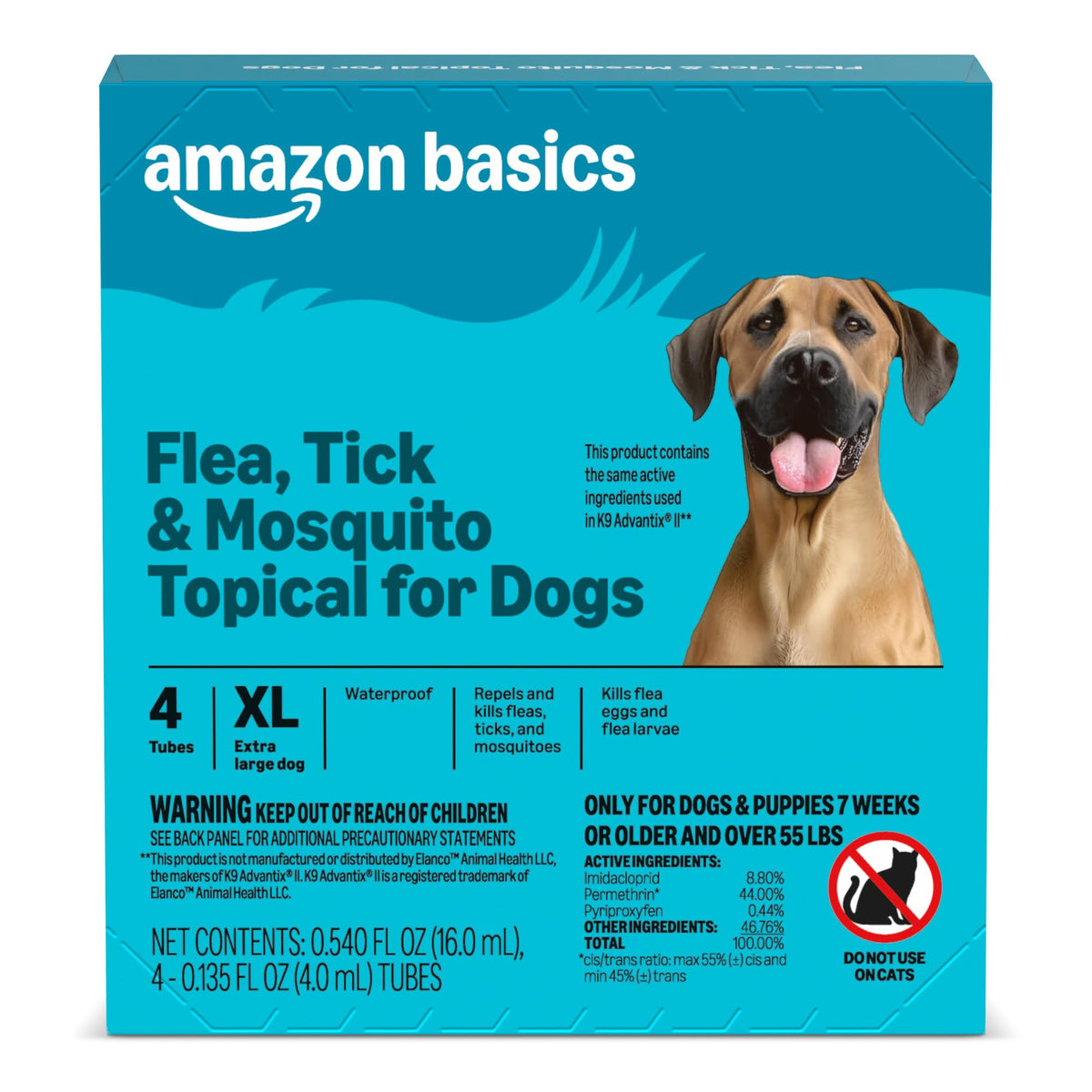 Amazon Basics xlarge dog topical application shows easy application for large dogs