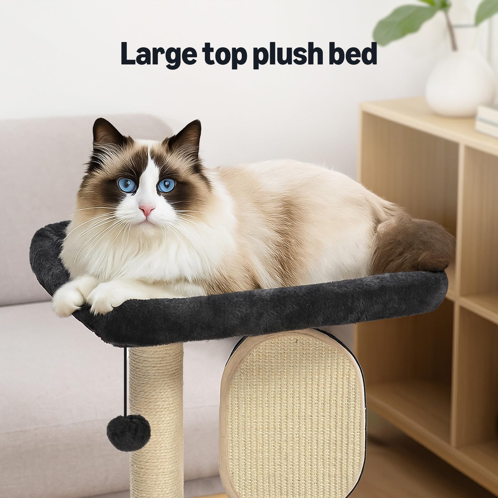 Amazon Basics cat tree hanging pompom adds interactive play for energized cats