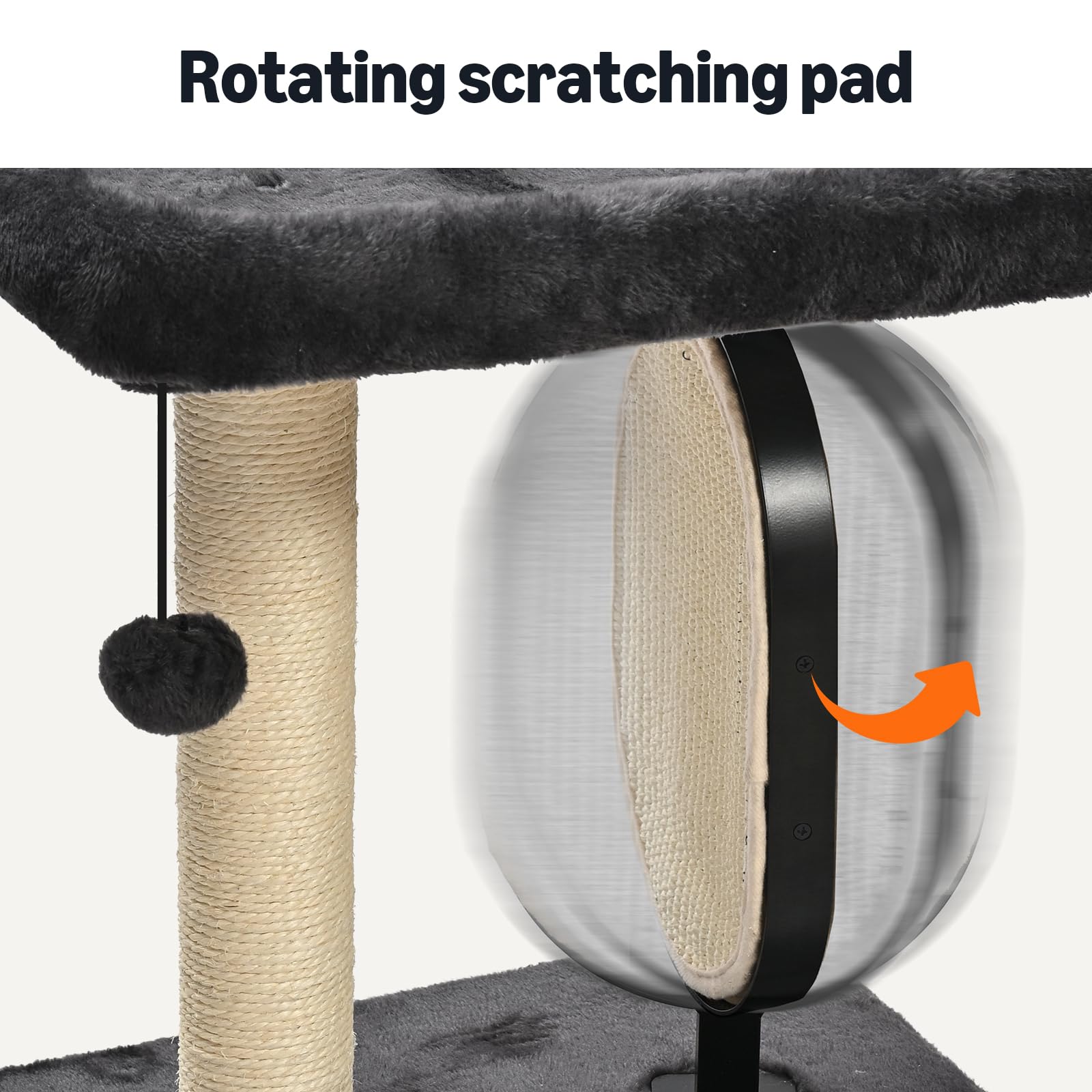 Amazon Basics cat tree removable iron scratching pad keeps claws engaged during play