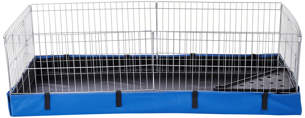 Amazon Basics cage with steel wire frame keeps pets safely contained.