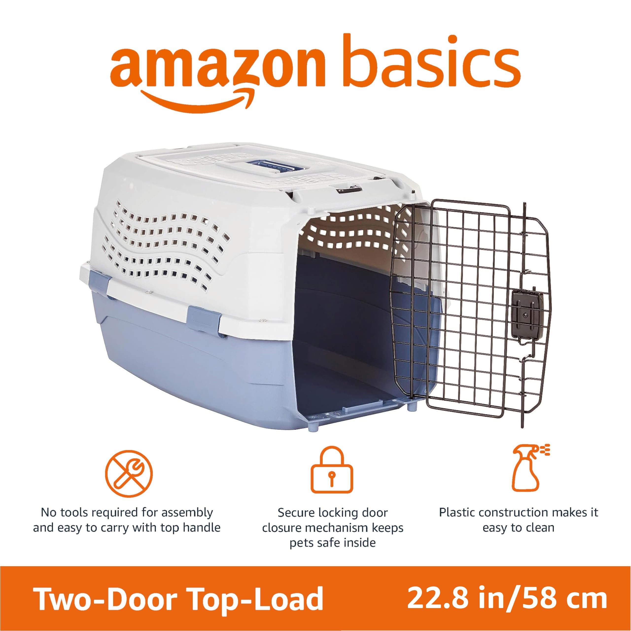 Amazon Basics pet carrier top-entry for convenient loading from above