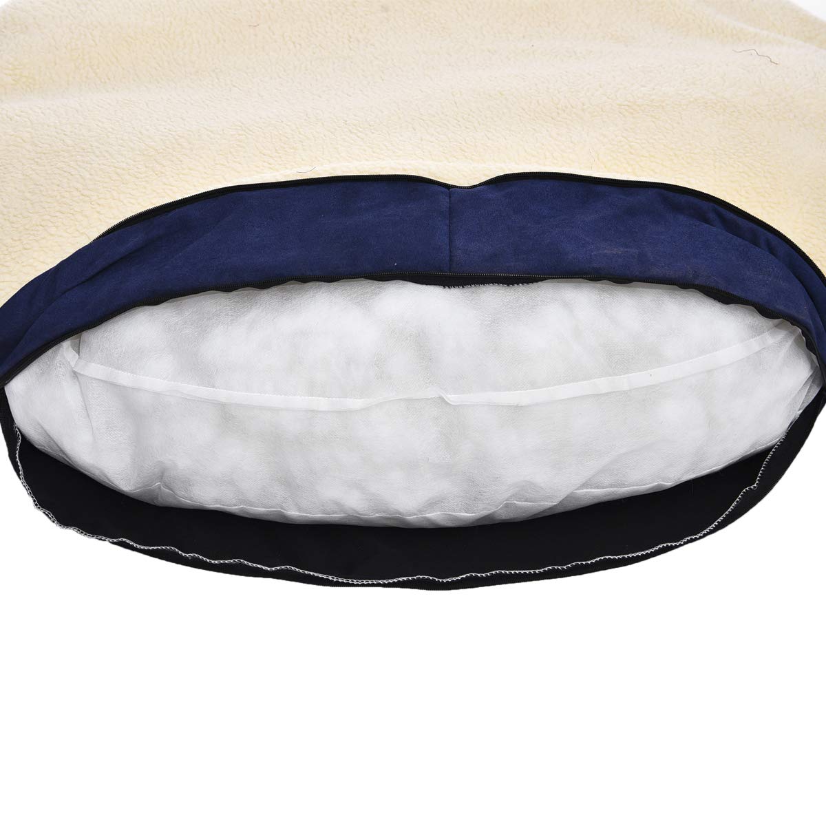 Removable cave hood on the Amazon Basics bed enables burrow or open-nap layouts