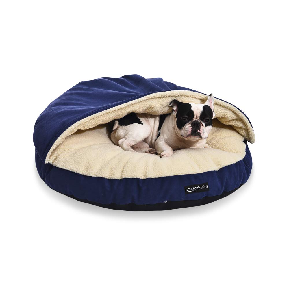 Amazon Basics Pet Cave Bed with removable nesting cover, cozy retreat for pets