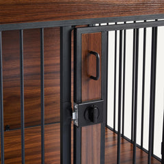 Amazon Basics sturdy wooden crate demonstrates quick setup for easy pet containment.
