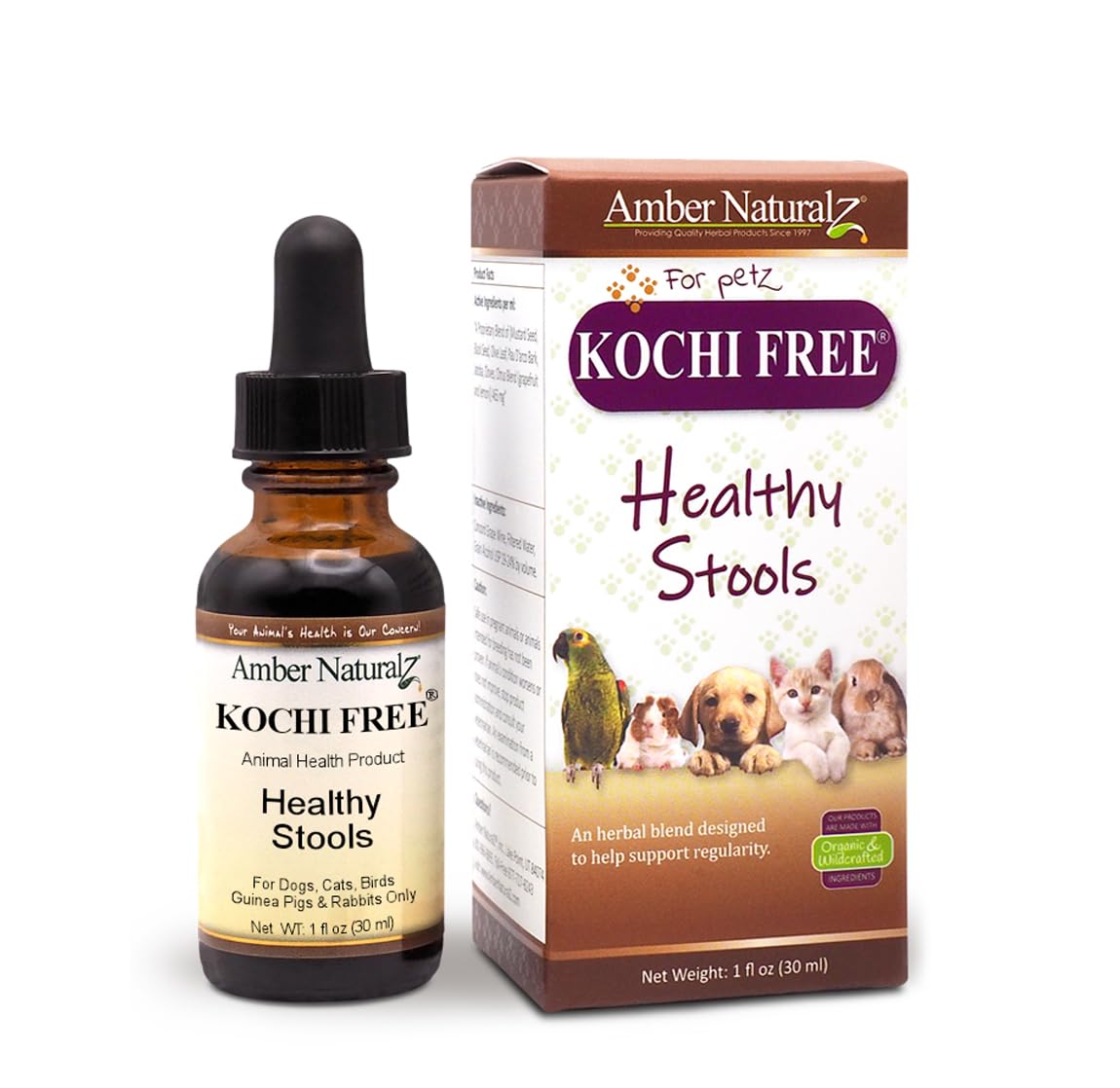 Amber NaturalZ Kochi Free bottle front for easy administration.