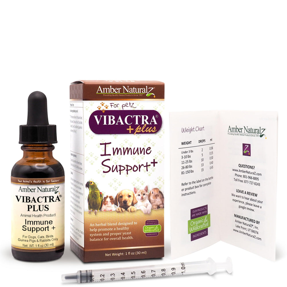 Amber NaturalZ Vibactra Plus amber glass bottle protects potency