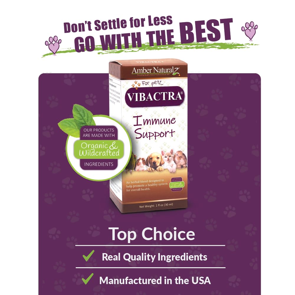 AMBER NATURALZ Vibactra label reflects quality control and natural formulation.
