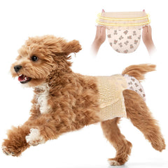 Ambreview dog diapers with 360 wrap for secure pull-up fit during activity.