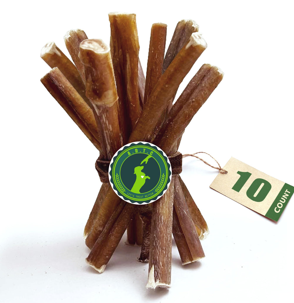 American Dog Treat Company bully sticks pack of 10 shown for durable chewing