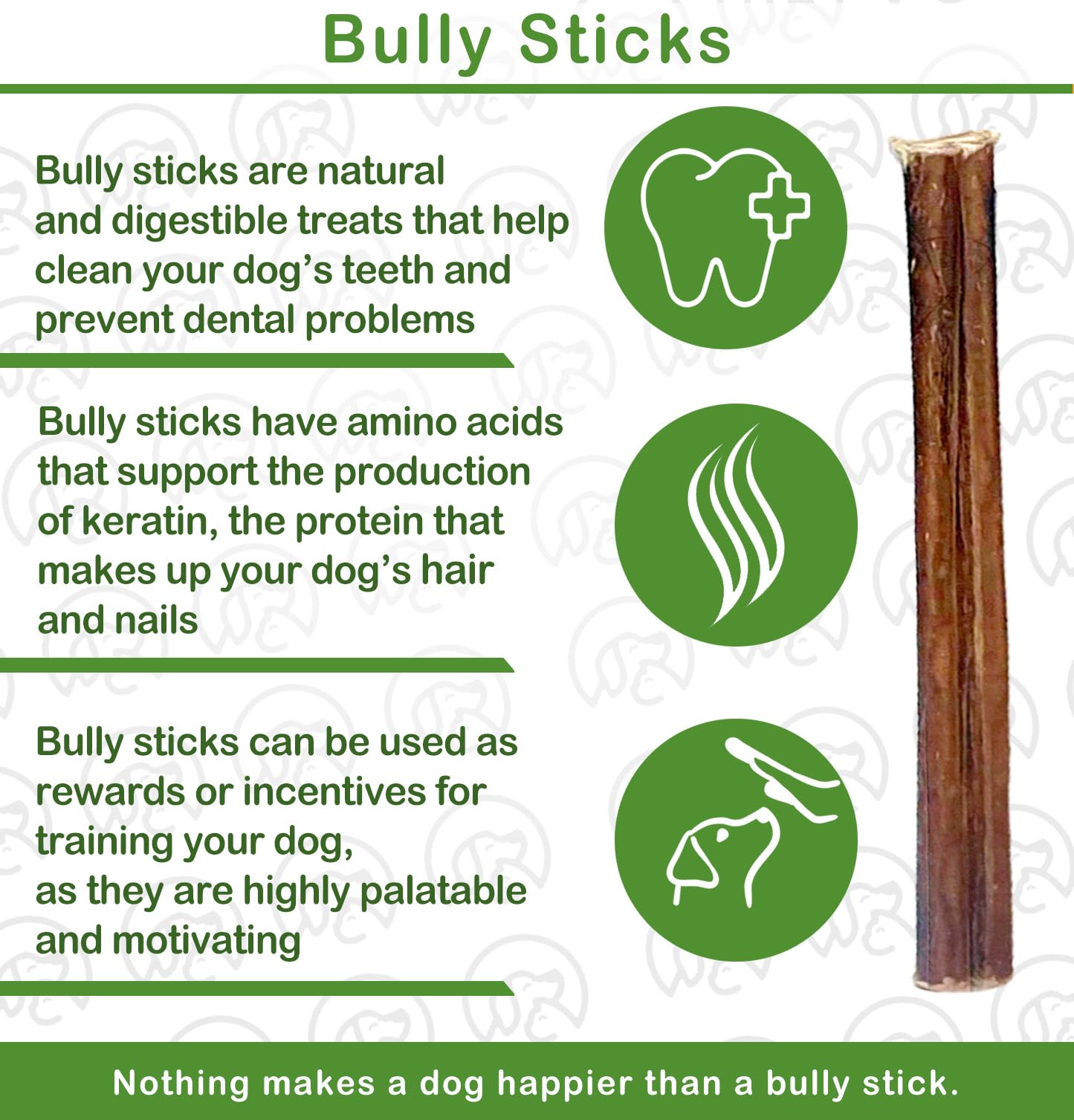 American Dog Treat Company bully stick being enjoyed by a happy dog