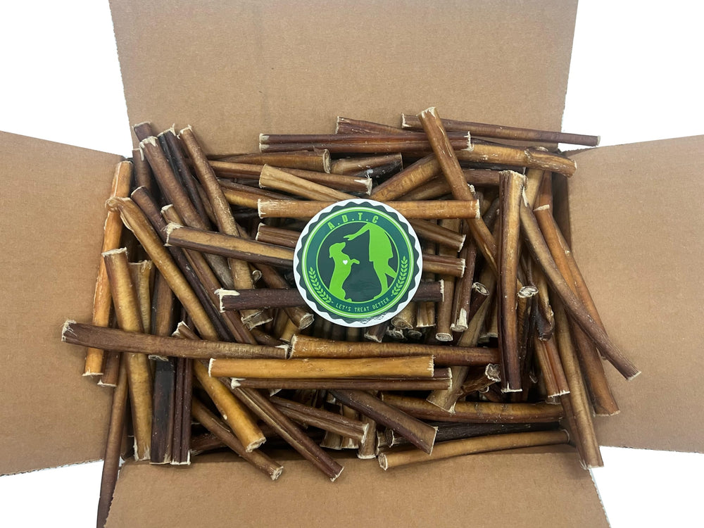 American Dog Treat Company bully sticks unopened pack displayed on counter