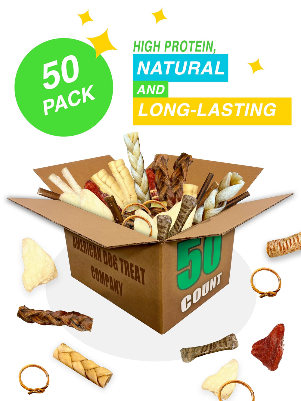 American Dog Treat Company collagen sticks provide chewy texture and protein-rich snacking.