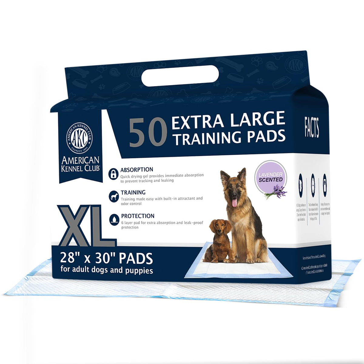 American Kennel Club activated charcoal puppy pad with quick-dry gel for odor control