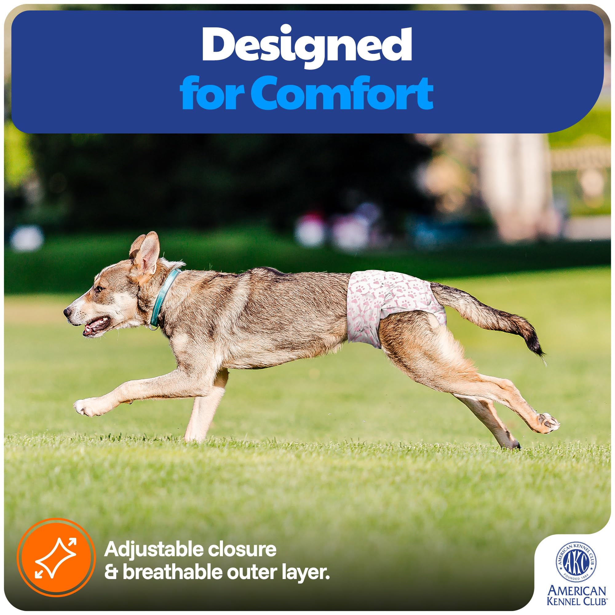 American Kennel Club wrap features breathable outer layer for comfort