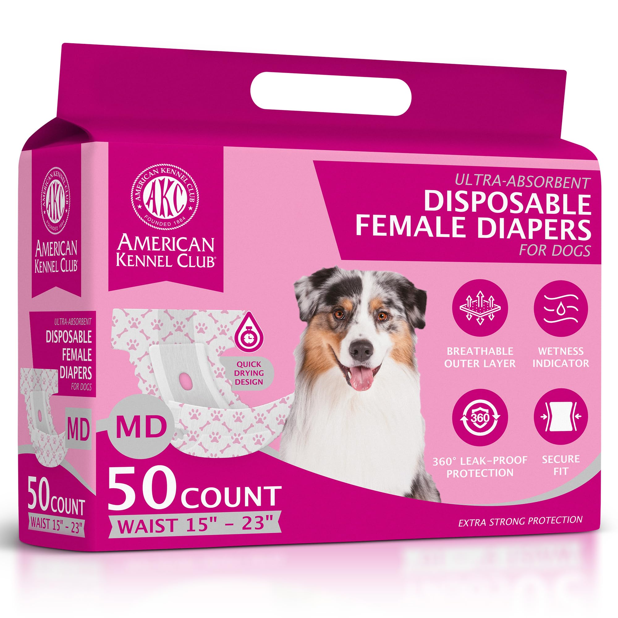 American Kennel Club female dog wrap with wetness indicator for timely changes