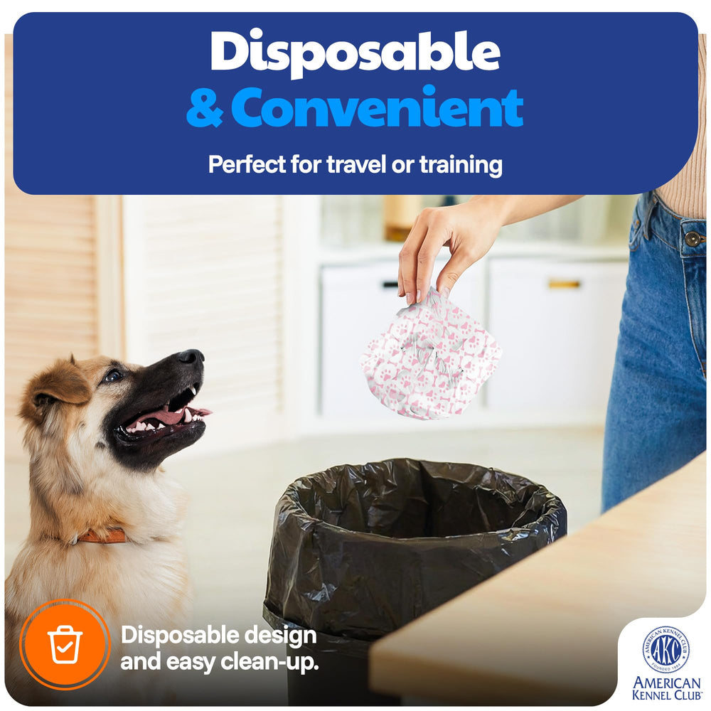 American Kennel Club XS diapers fit 9 to 16 inches and come in a 50 count pack.