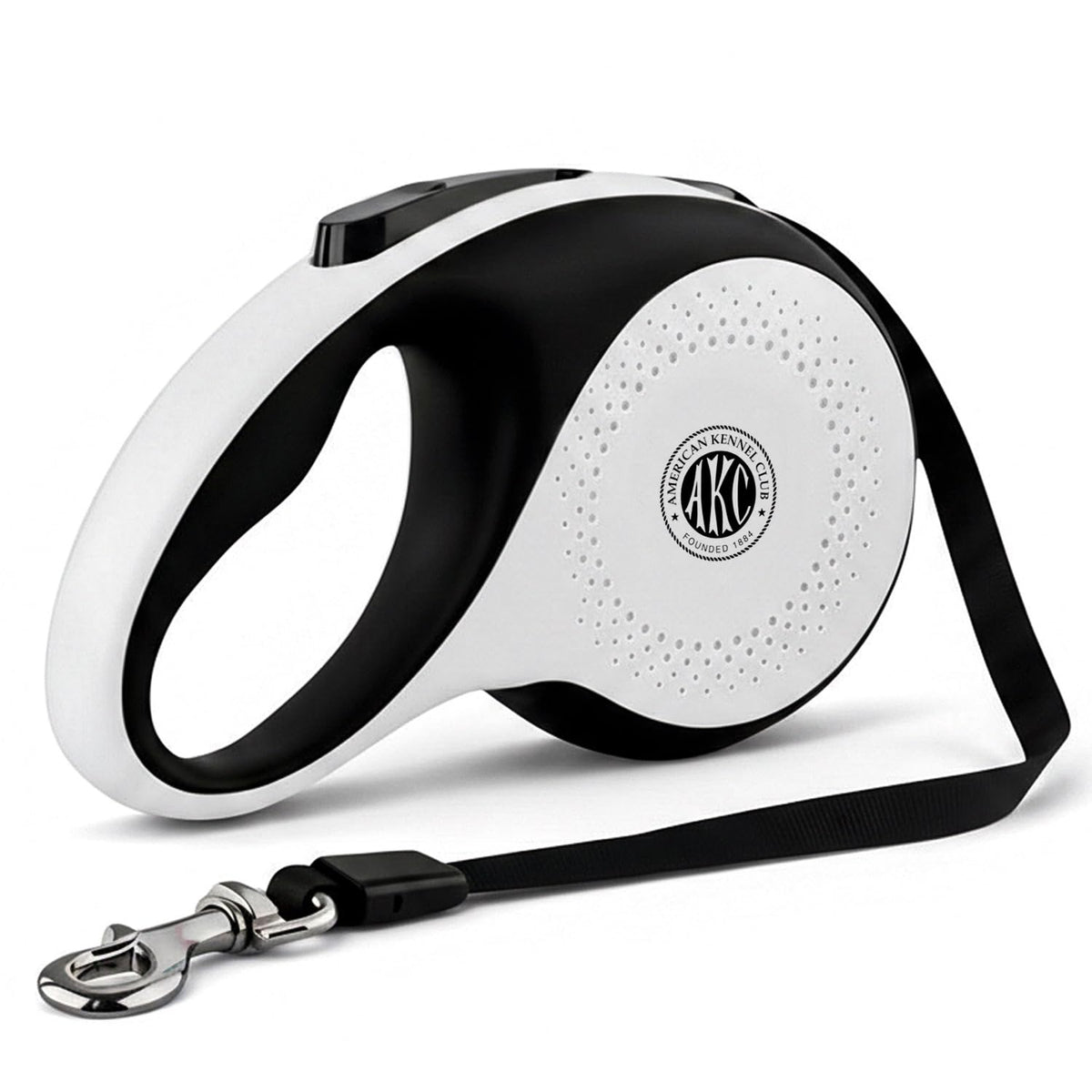 American Kennel Club retractable leash extended to 16.4 feet for controlled exploration.