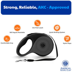 American Kennel Club ergonomic grip provides comfortable hold on walks.