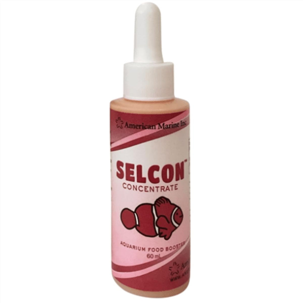 American Marine Selcon 60ml pour bottle used directly in tanks to support invertebrates.