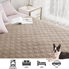 Ameritex dog-paws on cover demonstrates protection for furniture and easy cleanup.