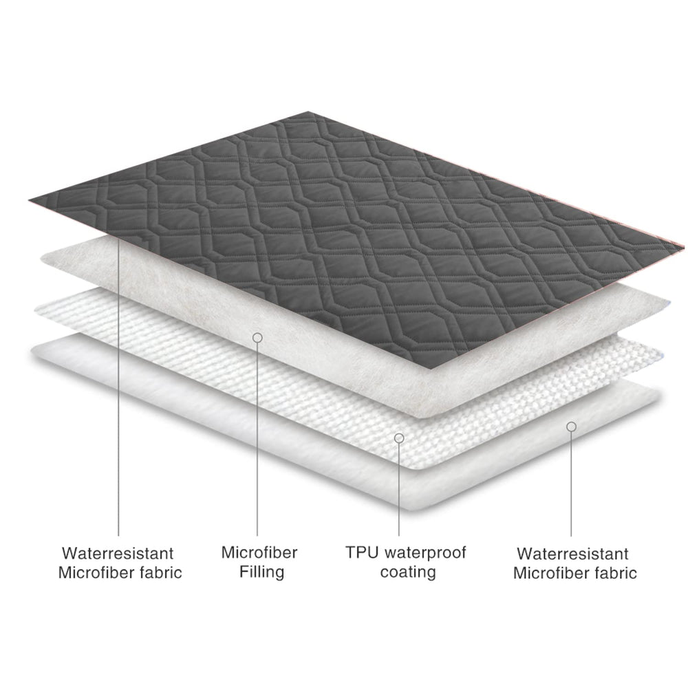 Ameritex waterproof blanket on couch guards against moisture while blending with décor.