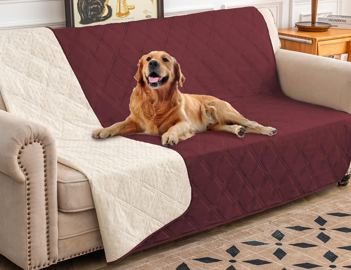 Ameritex waterproof dog bed cover with anti-slip back protects furniture during playtime.
