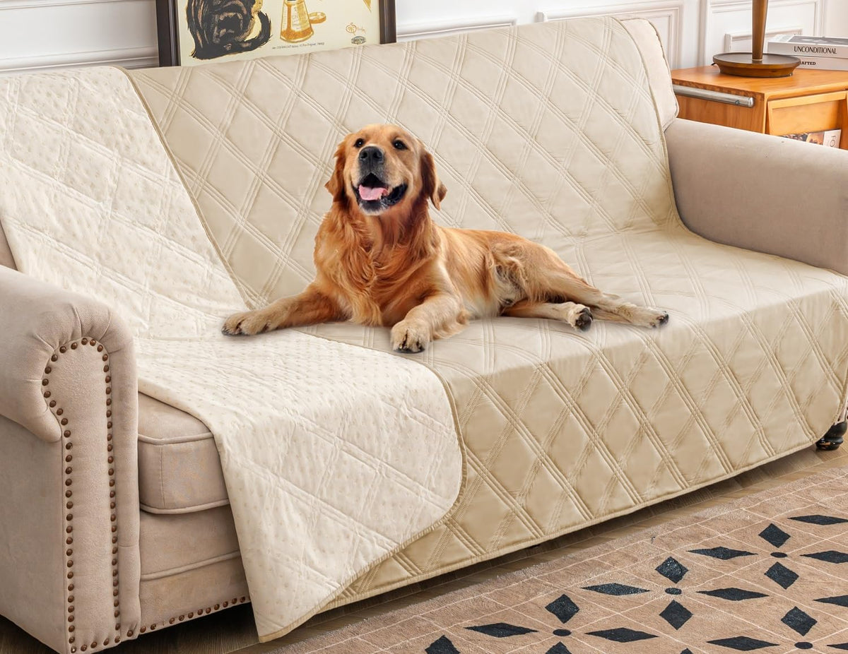 Ameritex waterproof dog bed cover with anti-slip back protects furniture from spills.