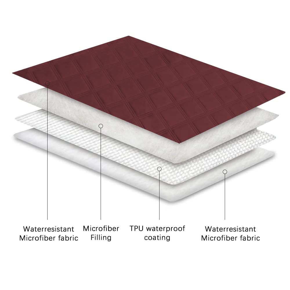 Ameritex waterproof dog bed cover closeup shows waterproof material layer.