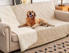 Ameritex waterproof bed cover closeup stitching protects furniture from spills