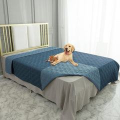 Ameritex waterproof dog bed cover on sofa demonstrating moisture protection