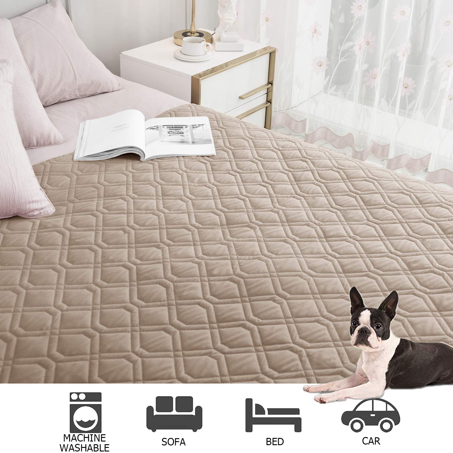 Ameritex waterproof dog bed cover reversible side two complements modern rooms.