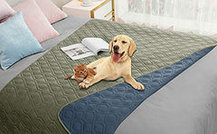 Ameritex dog bed cover on sofa showing waterproof protection for furniture