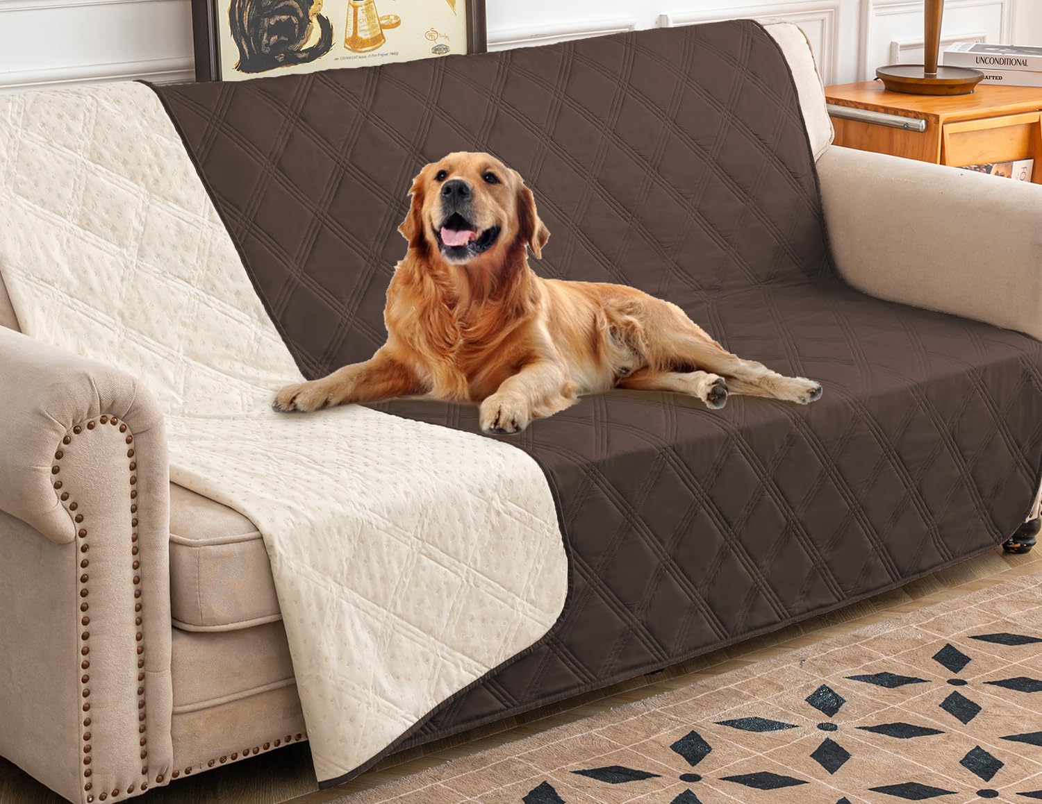 Ameritex Waterproof Dog Bed Cover protects your sofa from spills and accidents.